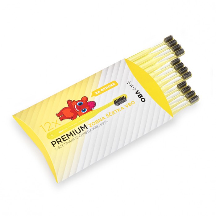 VBO Premium toothbrush for kids, 12 - Pack, yellow