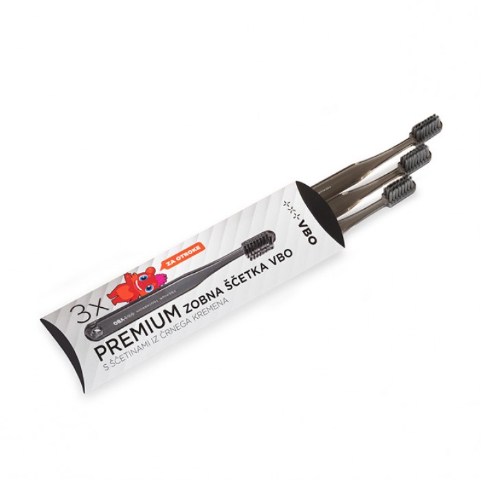 VBO Premium toothbrush for kids, 3 - Pack, black